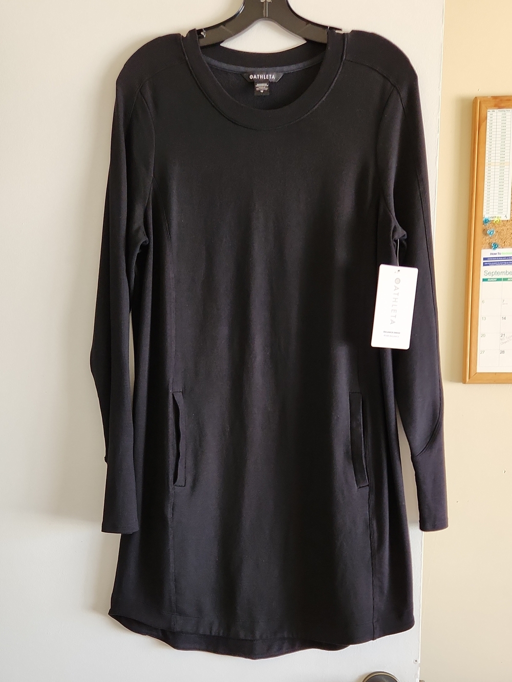 Athleta Black Long-Sleeve Crewneck Tunic Dress